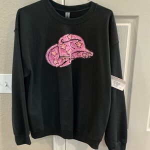 Gildan Black Sweatshirt with Pink Sequin Pattern